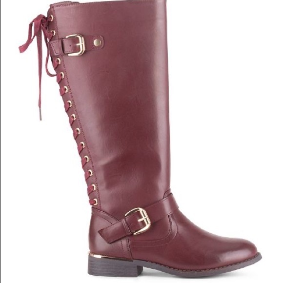 Wanted Lounge Lace-Back Riding Boots sz 9 Burgundy - Picture 4 of 16